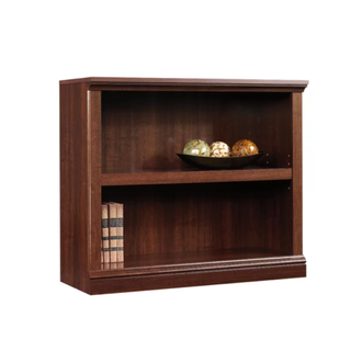 A brown bookshelf