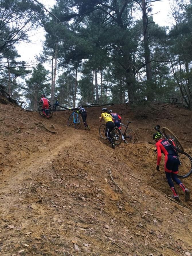 A few riders run up Sven Hill