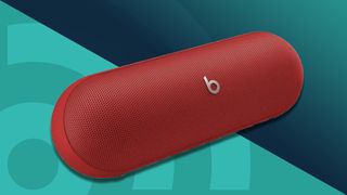 A photo of the Beats Pill on blue TR background