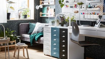 Small home office idea by IKEA in living room