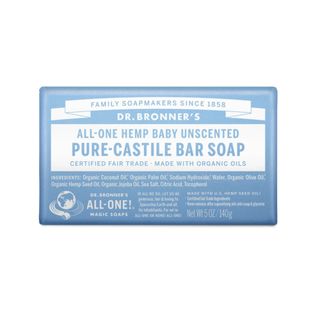 Dr. Bronner's Pure-Castile Bar Soap – Baby Unscented – 5 oz - Adults, Children, Babies 