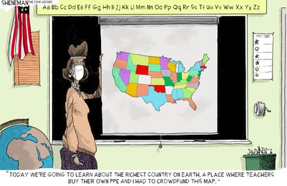 Editorial Cartoon U.S. teachers PPE COVID schools