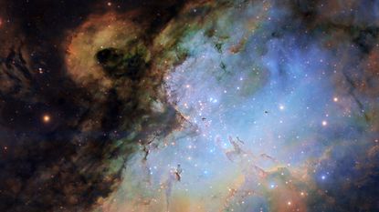 Eagle Nebula with a cluster of stars