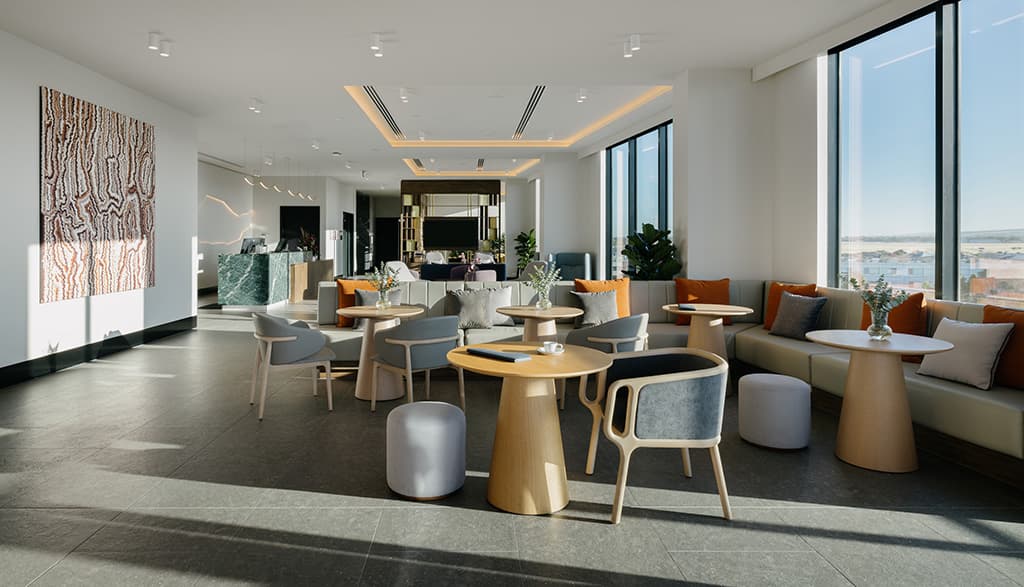 The dining spaces at the Crowne Plaza Adelaide Mawson Lakes.