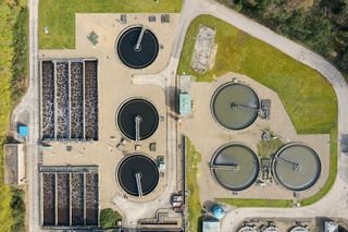 Birds eye view of a water treatment plant