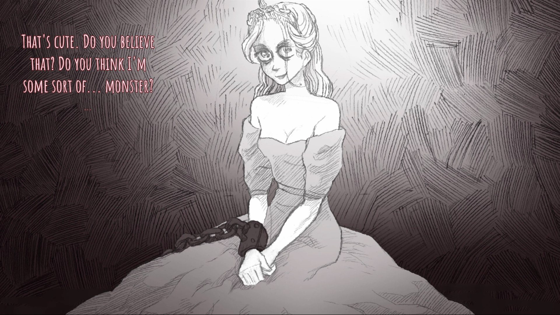 A screenshot of one of the best visual novels, Slay the Princess.