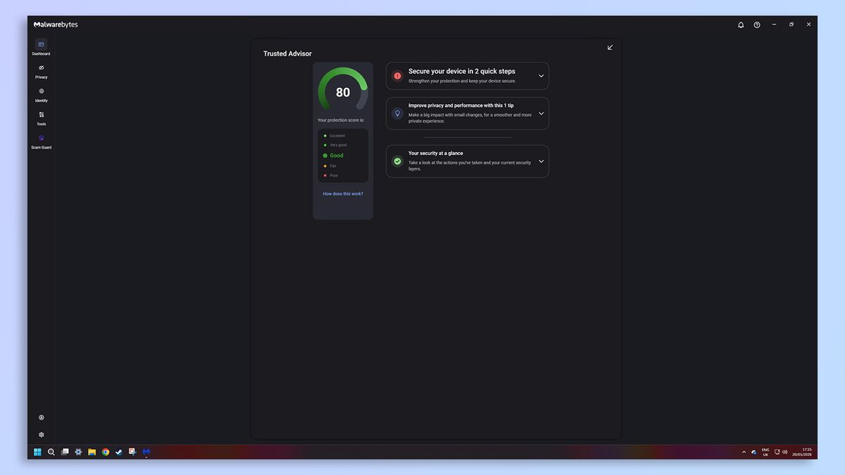 Malwarebytes antivirus software screenshot