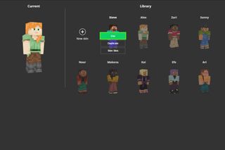 Minecraft PC skin menu