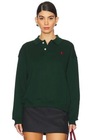 Polo-Collar Fleece Pullover