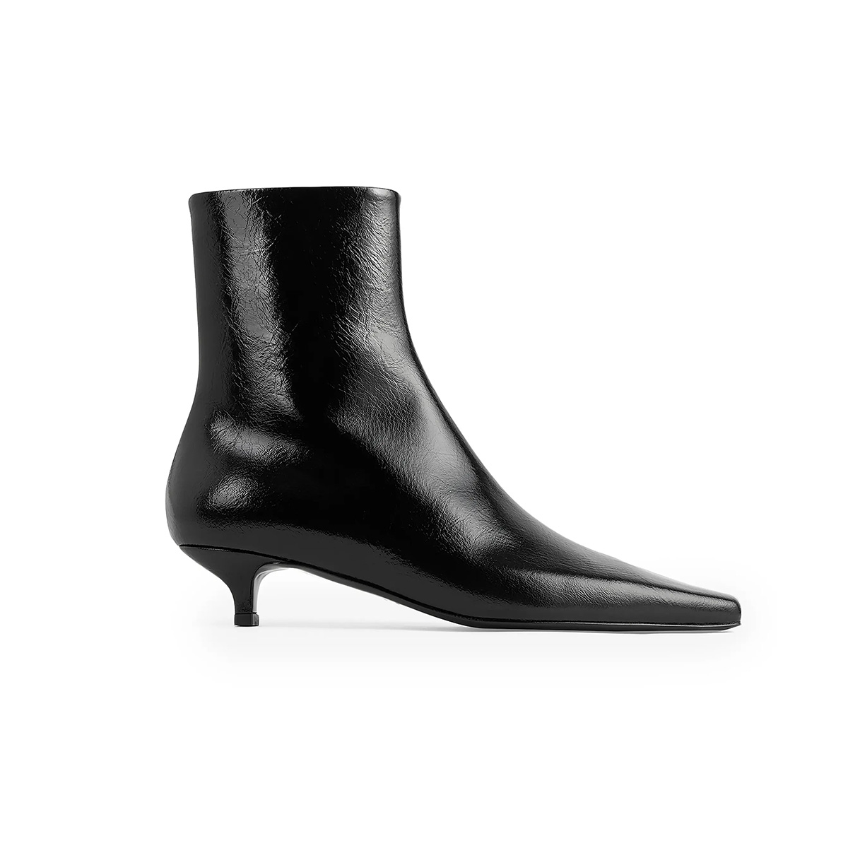 Slim Glossy Leather Ankle Boots