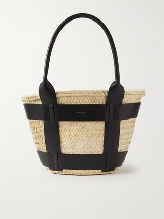 + Net Sustain Santorini Leather-Trimmed Raffia Tote