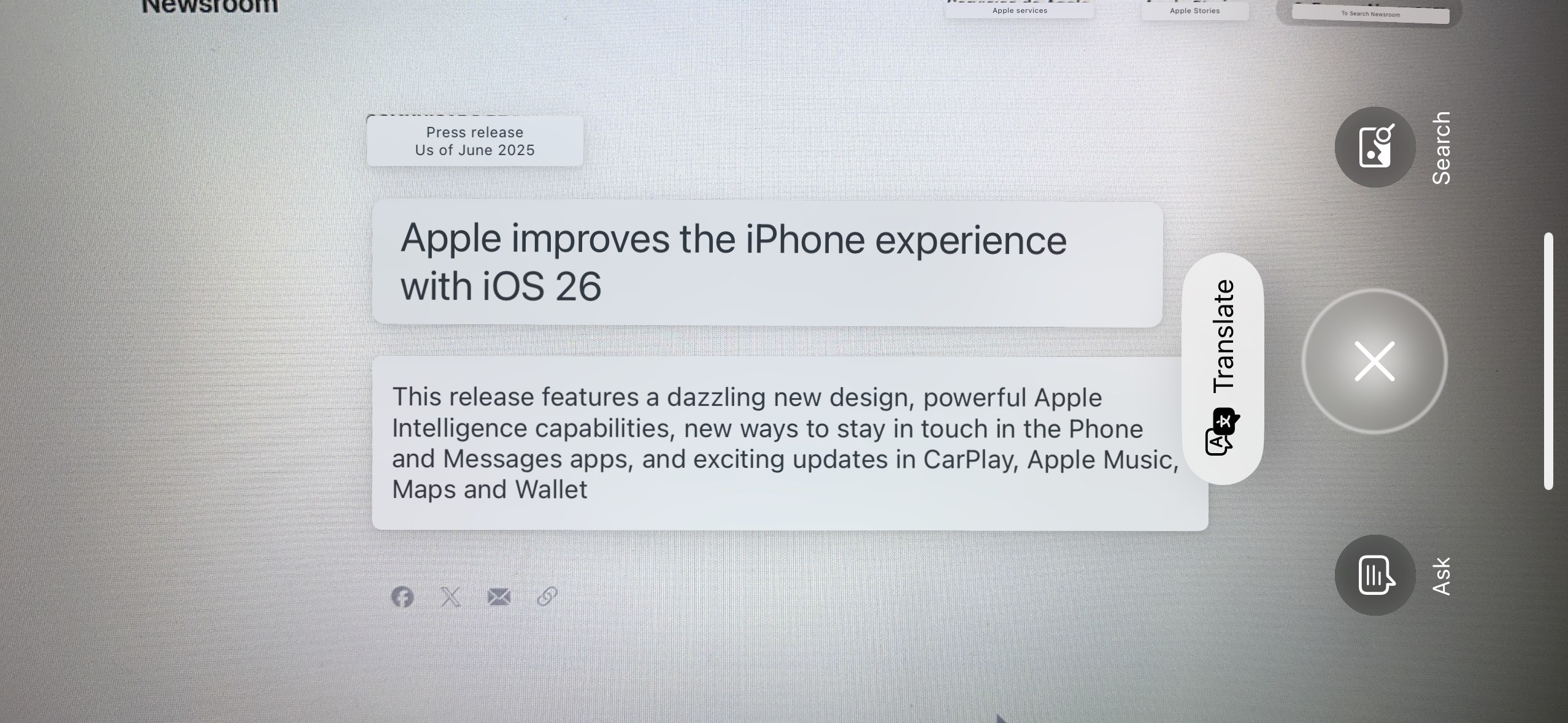 SPANISH TRANSLATION APPLE INTELLIGENCE