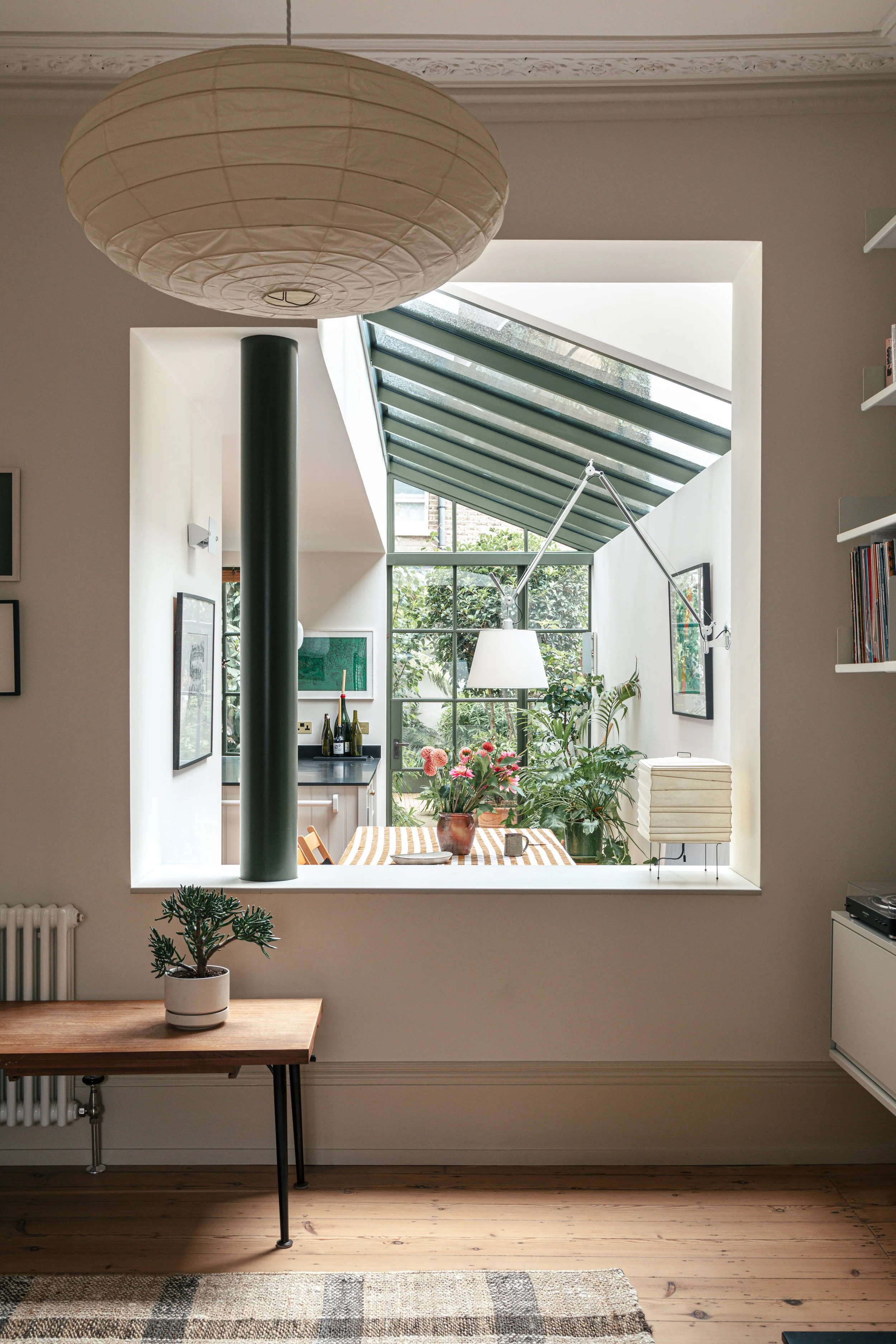 Kitchen extension with internal window into living area