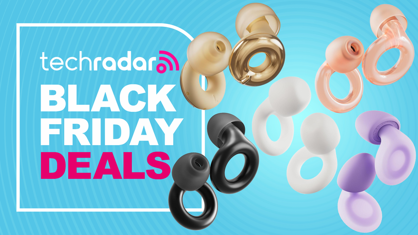 Five sets of Loop earplugs are pictured next to a badge that reads &quot;Tech Radar Black Friday Deals&quot;.