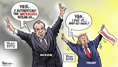 Political Cartoon U.S. Trump Nixon impeachment