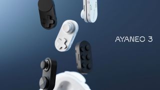 Ayaneo 3's swappable control modules, including one leveraging a trackpad, one with an alternative D-Pad, and even one with extra face buttons.