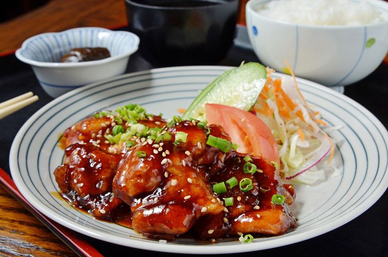 A plate of teryaki chicken