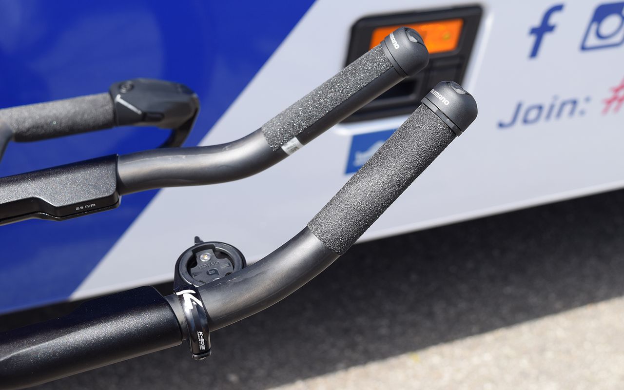 Grip tape is often used on TT bikes over handlebar tape
