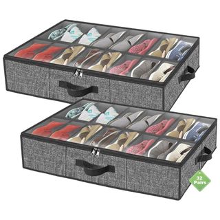 Grey underbed shoe organizer