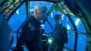 James Cameron and Edie Falco filming Avatar: The Way of Water
