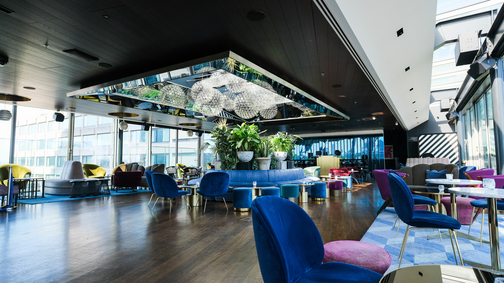 A 1 SOUND system is installed at London&#039;s 12th Knot, seen here with its rooftop views. 