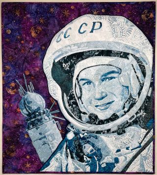 Cosmonaut Valentina Tereshkova, the world's first woman in space, as depicted in fabric by astronaut Karen Nyberg.