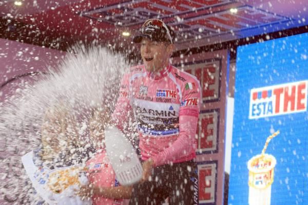 Ryder Hesjedal (Garmin - Barracuda) on the podium for another stage