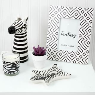 zebra accessories with zebra printed frame and toy