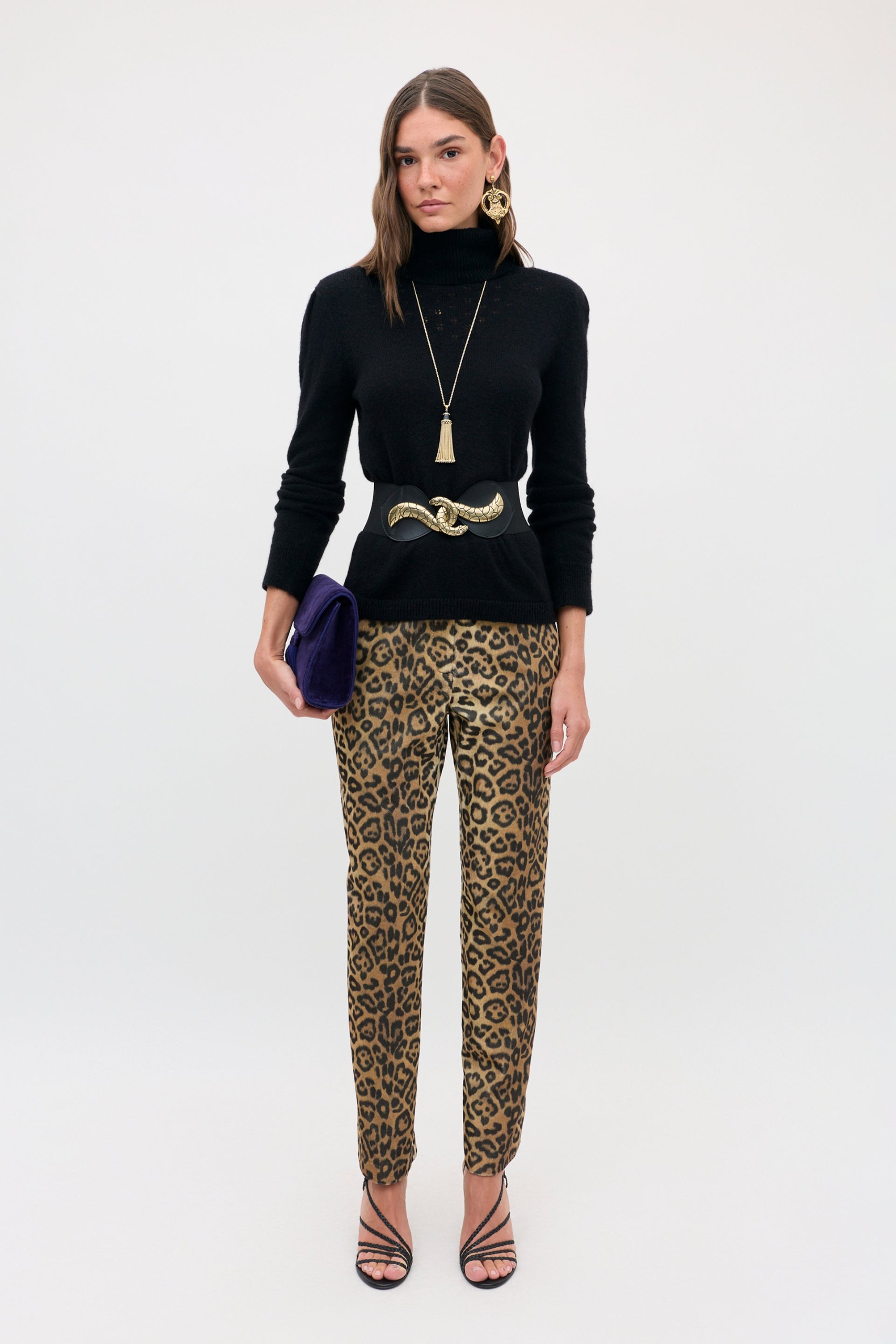 Sole Cotton-Velvet Trousers in Savannah Leopard Brown