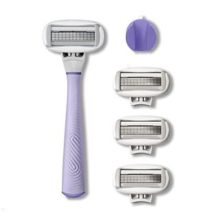 Flamingo 5-Blade Razors for Women - 1 Razor Handle + 4 5-Blade Refills + 1 Shower Holder - Lilac