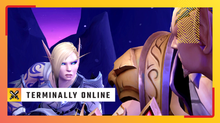 Alleria looks quizzically at her son in World of Warcraft: Midnight, as part of a thumbnail for PC Gamer's Terminally Online column.