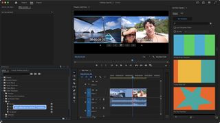 Adding transitions in video editing software Adobe Premiere Pro