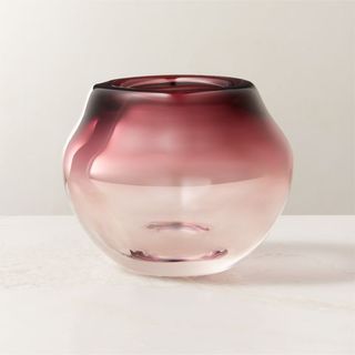 Regine Aubergine Purple Short Glass Vase by Goop