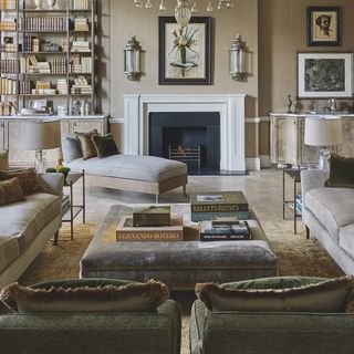 elegant living room in champagne colours