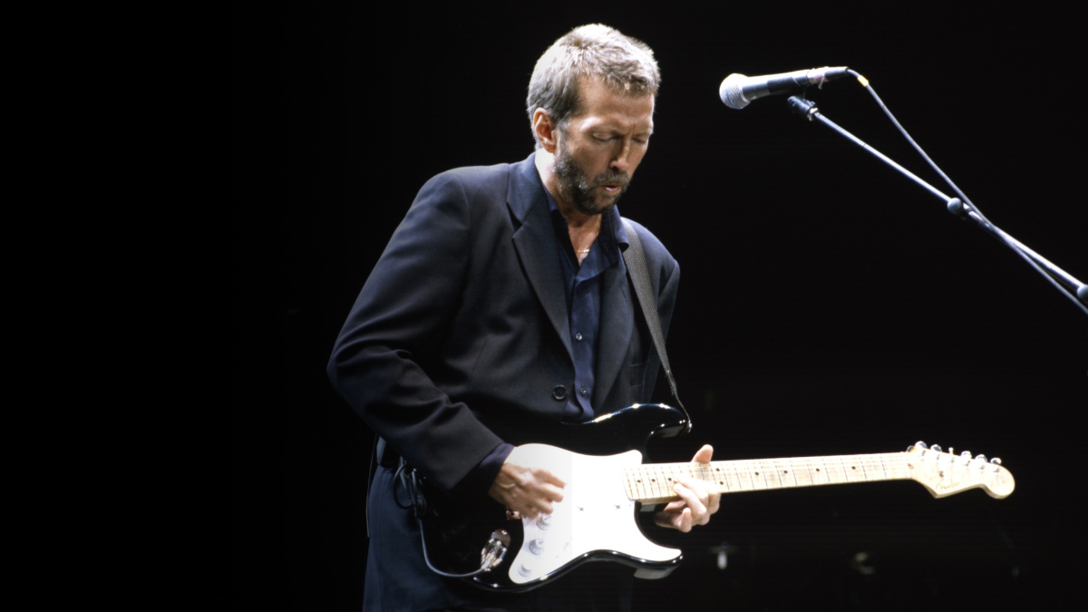 Eric Clapton performs at Shoreline Amphitheatre on September 4, 1994 in Mountain View California