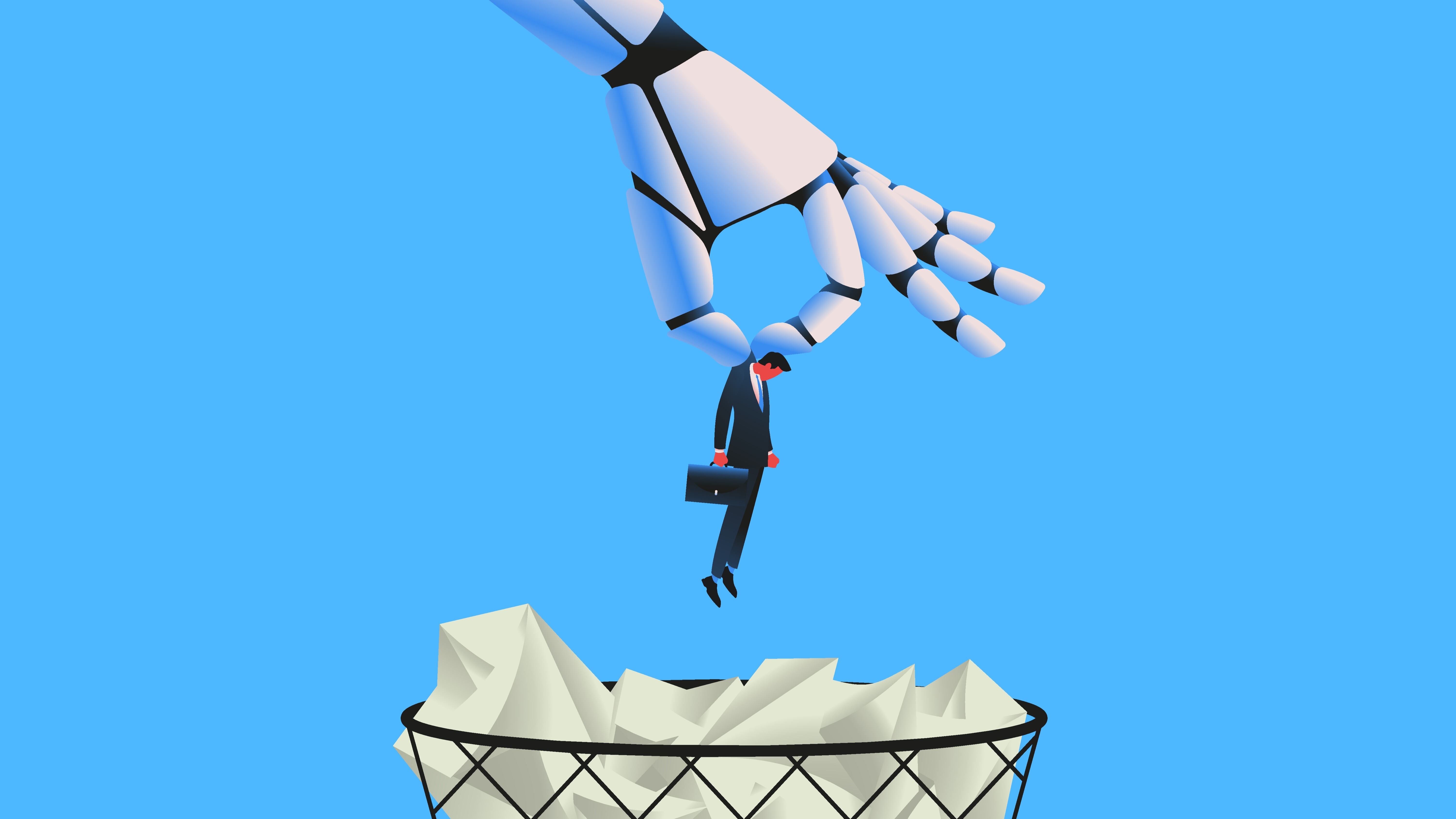 AI bot replacing a worker