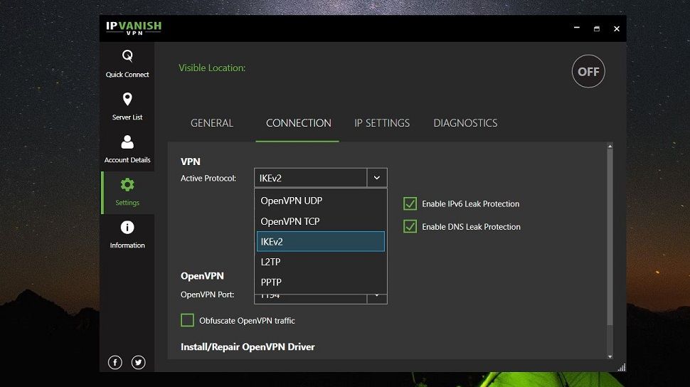 How to choose a security protocol in the IPVanish Windows app | TechRadar