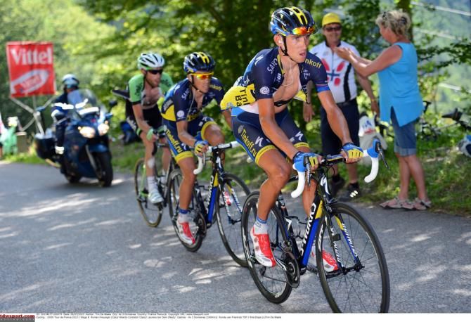 Roman Kreuziger setting the pace for teammate Alberto Contador on stage 8