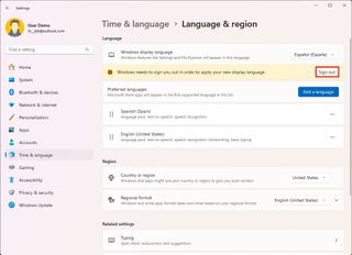 Sign out apply language settings