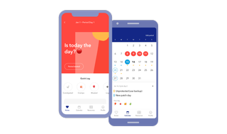 period tracking app on phone screen