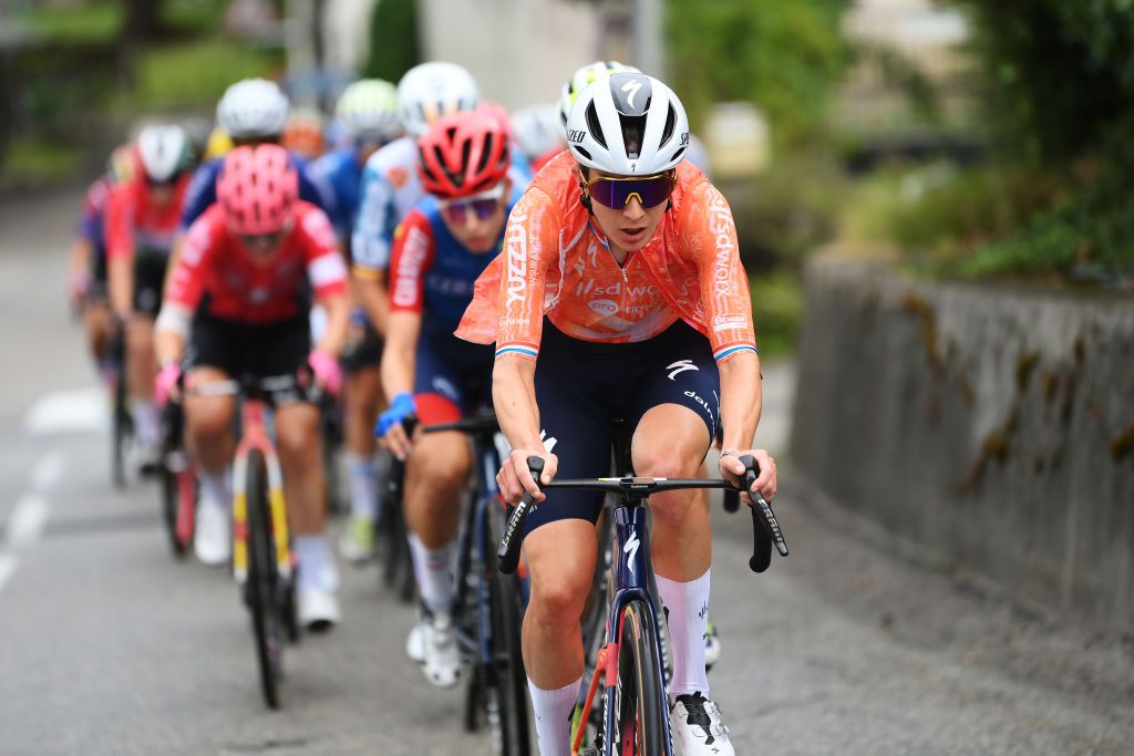 ALPE DHUEZ FRANCE AUGUST 18 Christine Majerus of Luxembourg and Team SD Worx Protime competes during the 3rd Tour de France Femmes 2024 Stage 8 a 1499km stage from Le GrandBornand to Alpe dHuez 1828m UCIWWT on August 18 2024 in Alpe dHuez France Photo by Alex BroadwayGetty Images