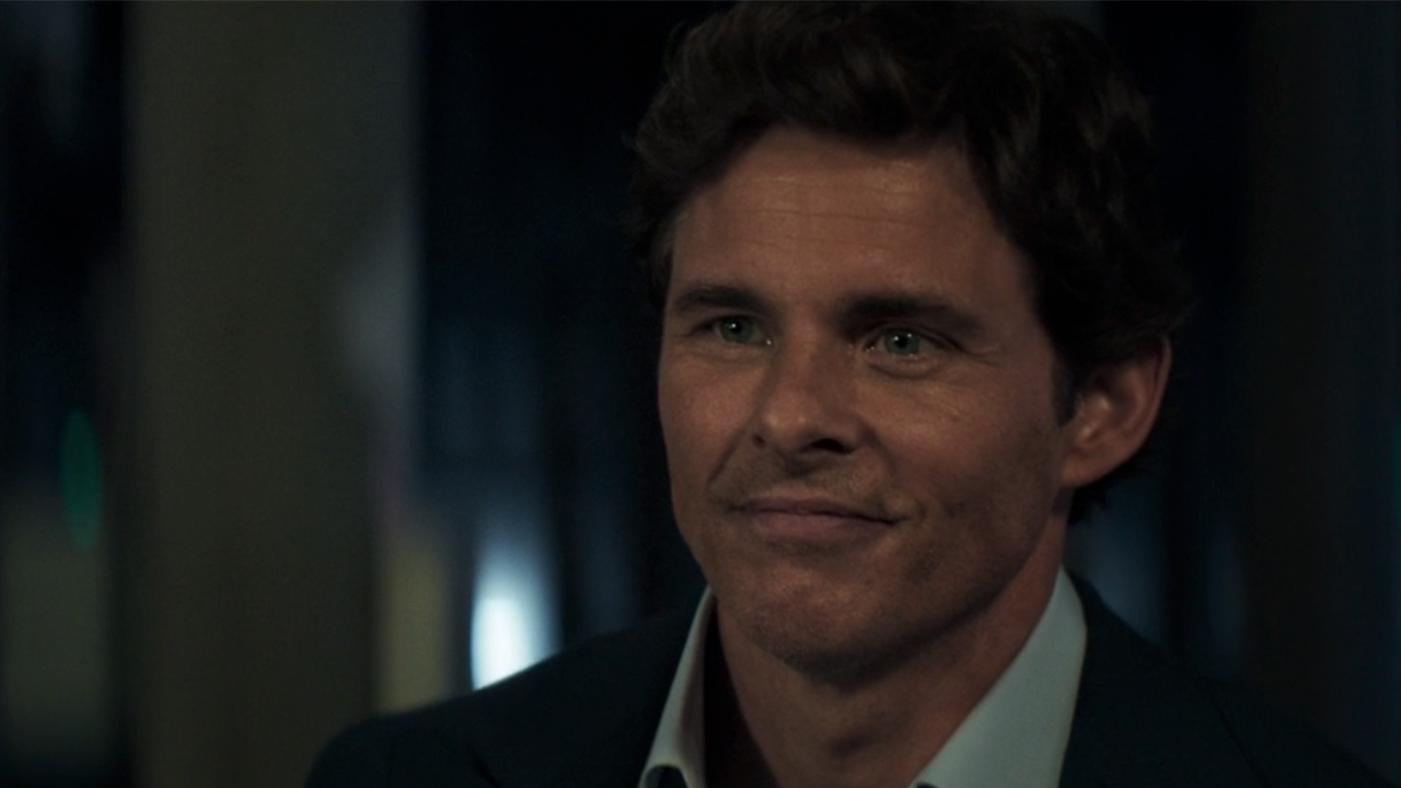 A close up of James Marsden smiling in Paradise.
