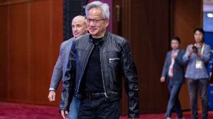 Nvidia founder and CEO Jensen Huang pictured at the Thematic Event on Advanced Manufacturing during the third China International Supply Chain Expo (CISCE) in Beijing, China.