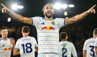 Dominic Calvert-Lewin of Leeds United celebrates his goal to make it 3-0 during the Premier League match against Newcastle United at Elland Road in Leeds, United Kingdom, on September 14, 2026