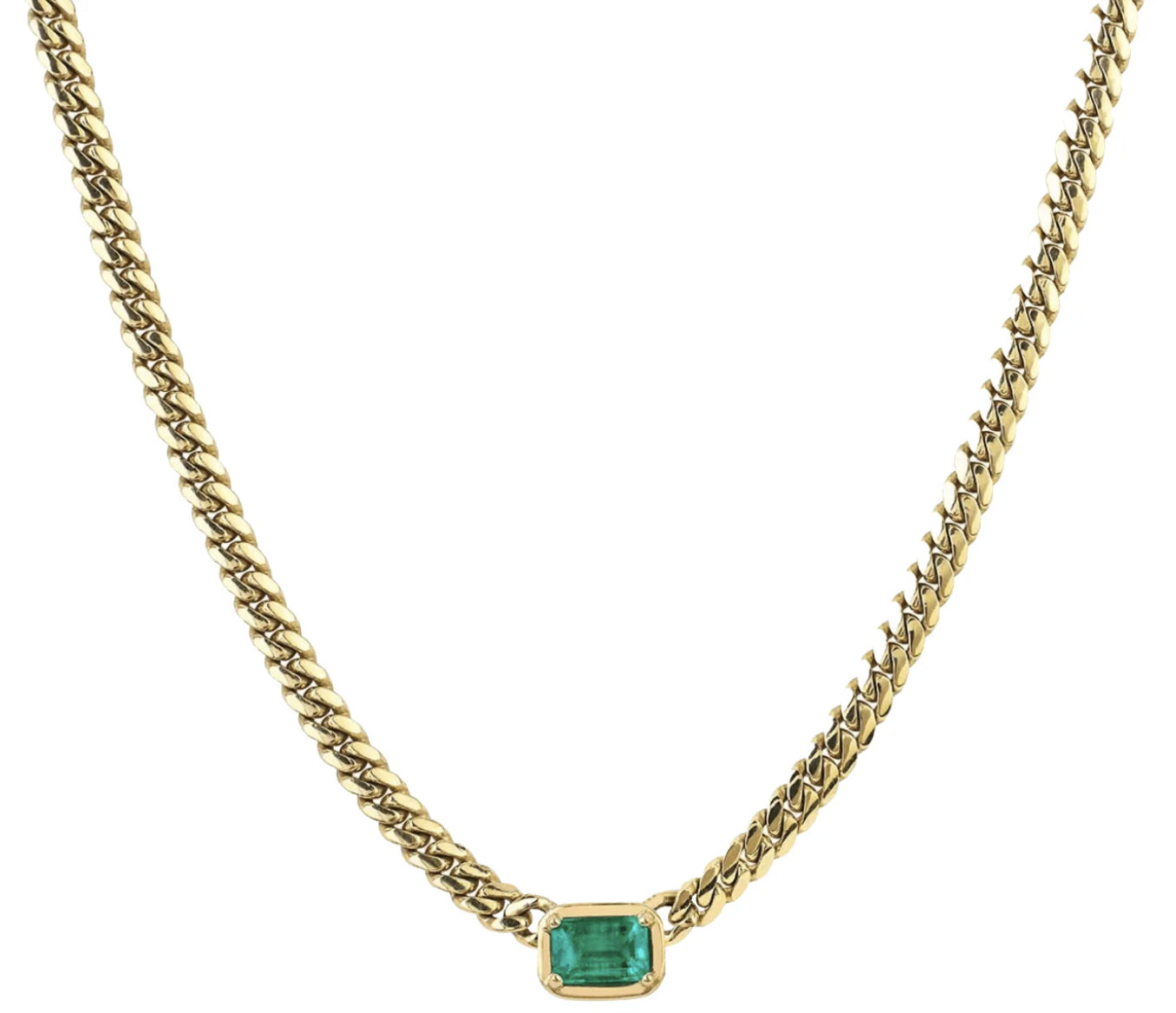 Emerald Cut Emerald Cuban Choker