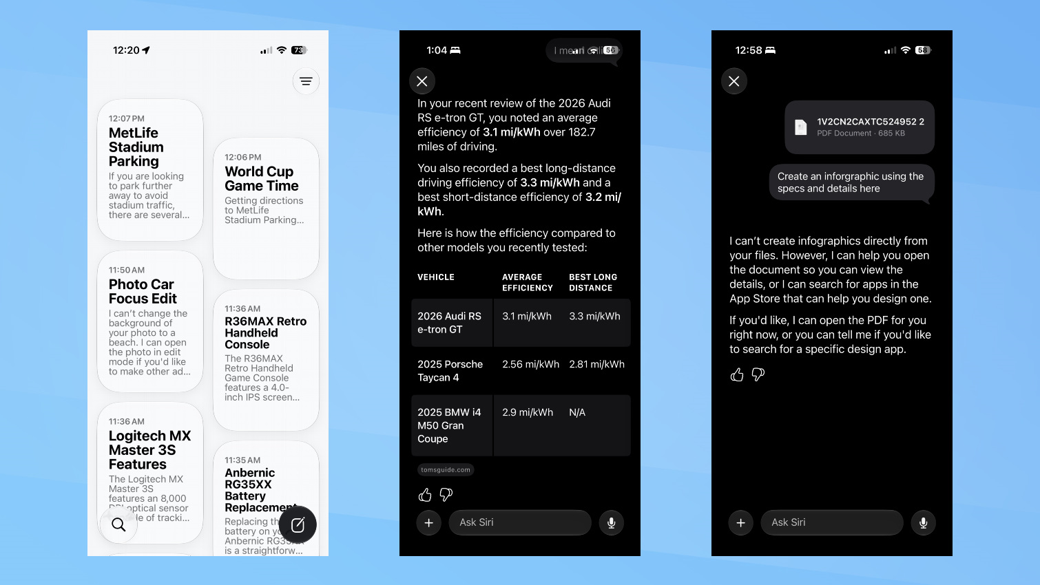 تصاویری از اپلیکیشن Siri AI.