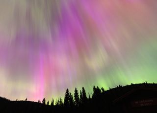 colorful wisps of light appear in the night sky