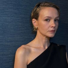 Carey Mulligan with a slicked-back bob hairstyle