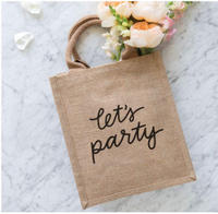 10" Reusable Burlap Gift Tote Bag - Let's Party for $14, at Amazon
