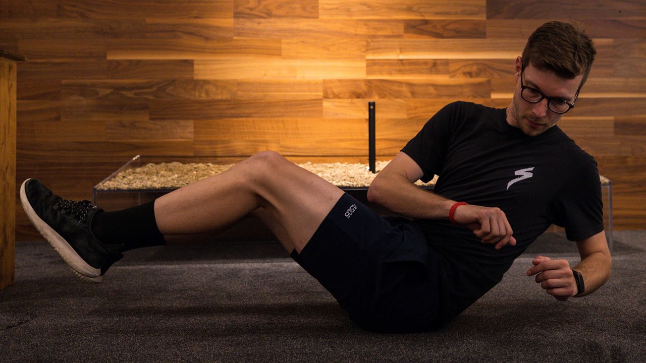 Cyclist doing strength and conditioning